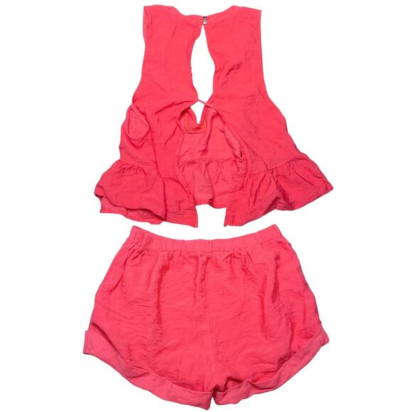 Free People Vintage Matching Open Back Crop Top and Shorts Set Size XS - Picture 2 of 8